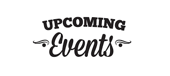 Upcoming Events in black against a white background