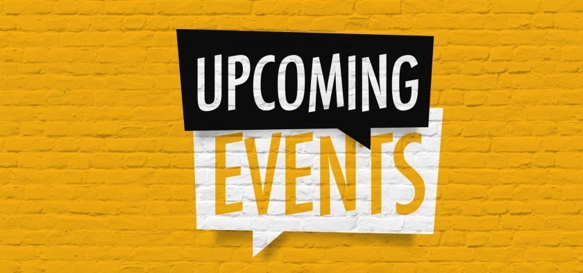 Words Upcoming Events on colorful background